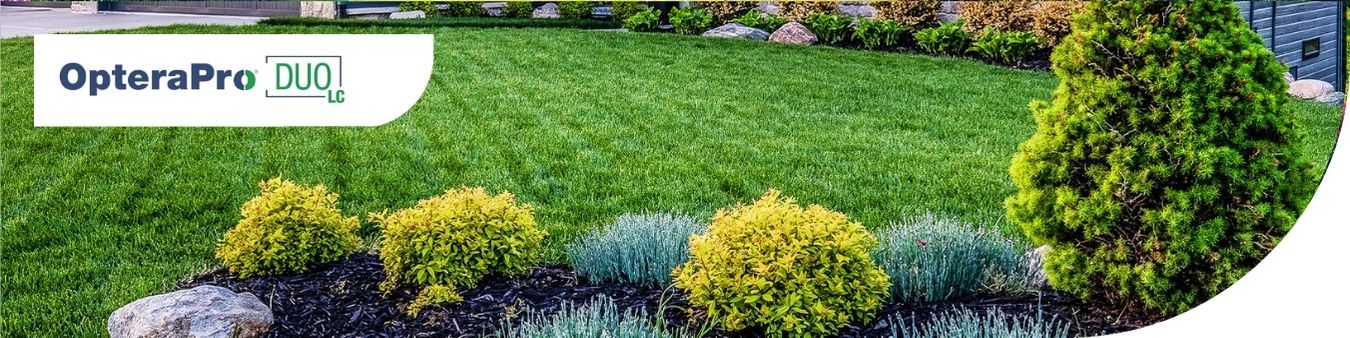 Residential lawn and landscape demonstrating OpteraPro Duo LC insecticide for professional landscape pest management.